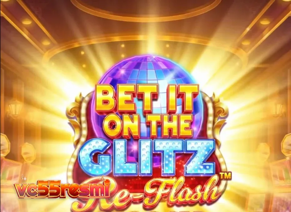 Tampilan visual slot Bet It on the Glitz Re-Flash dengan nuansa neon Vegas.